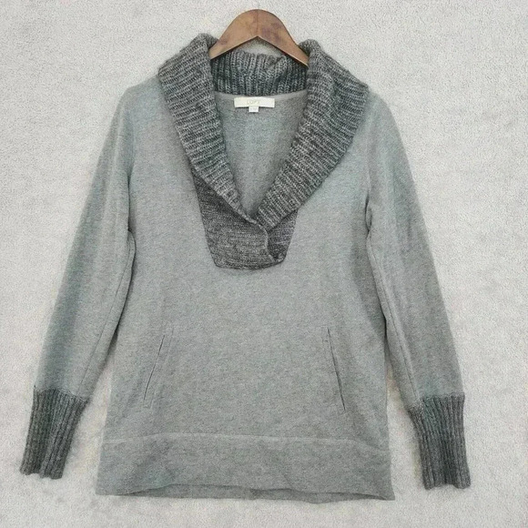 Loft Wool Alpaca Blend Womens Gray Cowl Neck Sweater Medium 10PT - Picture 1 of 8